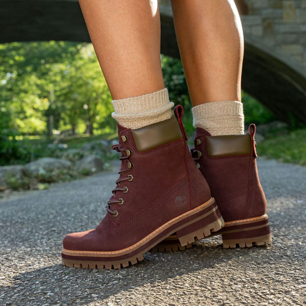 Timberland Womens 6-Inch Boots Courmayeur Valley - Burgundy - India BU4251390